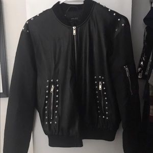 Zara Black Punk & Love Studded Jacket Small